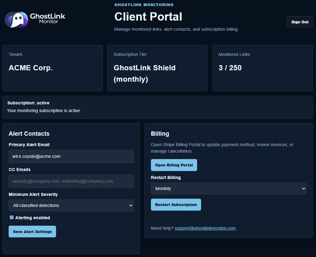 GhostLink Monitoring — screenshot 2